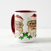 サンタクロース&ホリークリスマスクリスマスデザイン マグカップ (正面左)