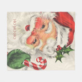 サンタクロース ホリー キャンディーケーン フリースブランケット (正面(横))