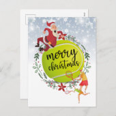 サンタクロース・メリークリスマスの後ろのテニスボール シーズンポストカード (正面/裏面)