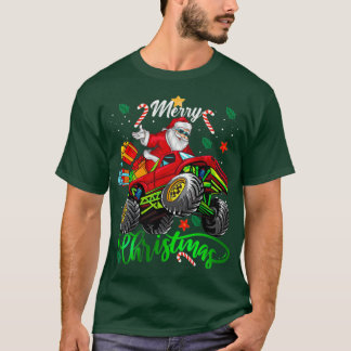 サンタクロース・メリークリスマス乗馬モンスタートラックF Tシャツ