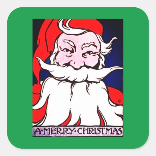 サンタクロース メリークリスマス アールヌーヴォー ステッカー (正面)