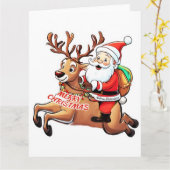 サンタクロース・メリークリスマス カード (黄色い花)