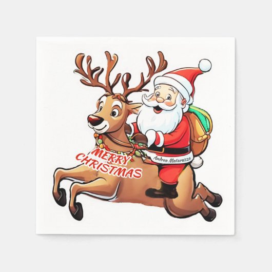 サンタクロース・メリークリスマス スタンダードカクテルナプキン (正面)