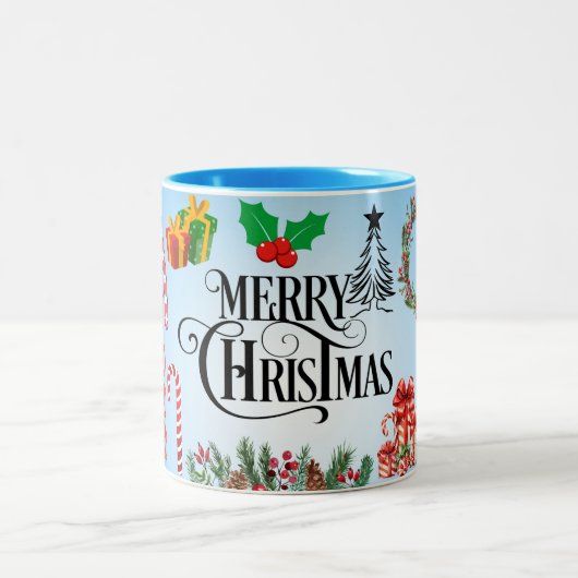 サンタクロース、メリークリスマス ツートーンマグカップ (中央)