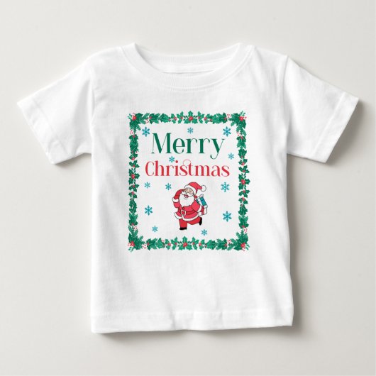 サンタクロース・メリークリスマス ベビーTシャツ (正面)