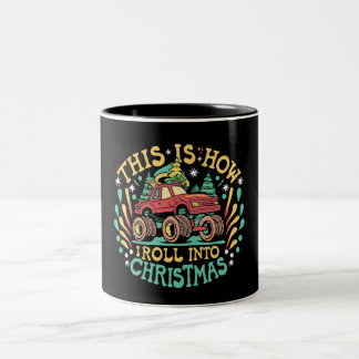 サンタクロース モンスタートラック ボーイズ クリスマス ツートーンマグカップ
