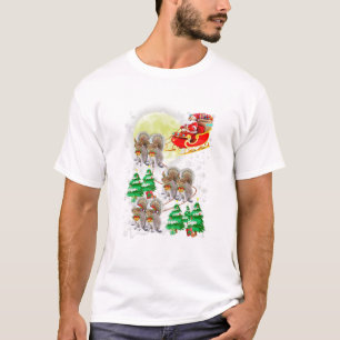 サンタクロース+リス乗り物 Tシャツ