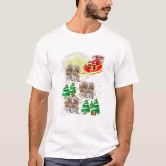 サンタクロース+リス乗り物 Tシャツ