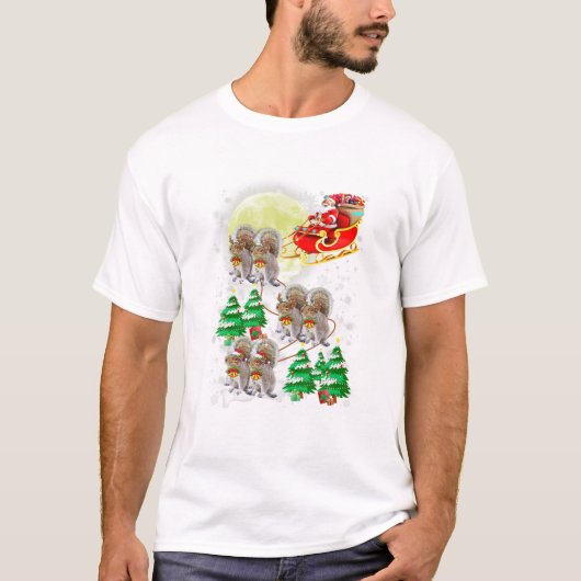 サンタクロース+リス乗り物 Tシャツ (正面)