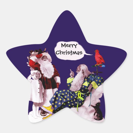 サンタクロース、リトルエンジェル&メルリンクリスマススター 星シール (正面)