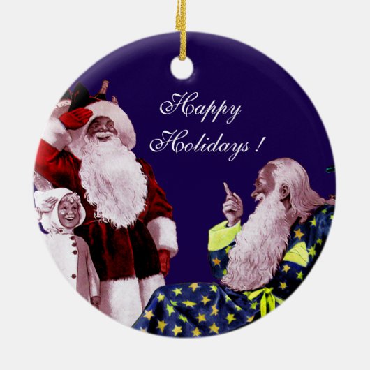 サンタクロース、リトルエンジェル&メルリンクリスマスパーティー セラミックオーナメント (裏面)