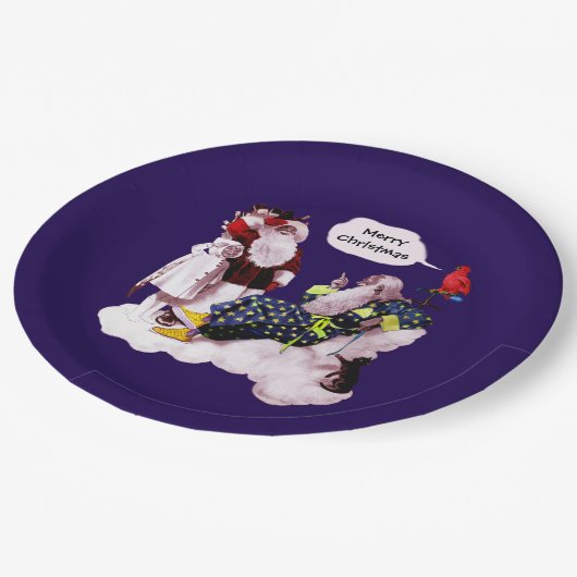 サンタクロース、リトルエンジェル&メルリンクリスマスパーティー ペーパープレート (アングル)