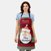 サンタクロース·レッドがメリストライプのー·クリスマスと名乗る エプロン (着用した状態)