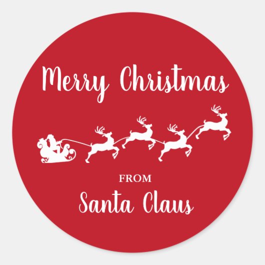 サンタクロース・レッドのメリークリスマス ラウンドシール (正面)
