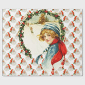 サンタクロース&レトロクリスマスギフトラッピング ラッピングペーパー (フラット)