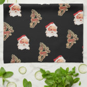 サンタクロース、ヴィンテージクリスマスパターン キッチンタオル (折り畳み)