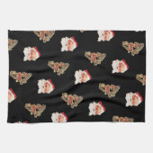 サンタクロース、ヴィンテージクリスマスパターン キッチンタオル (横)