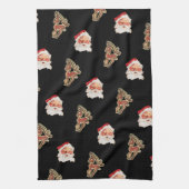 サンタクロース、ヴィンテージクリスマスパターン キッチンタオル (縦)