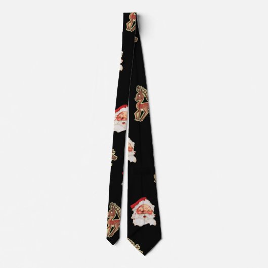 サンタクロース、ヴィンテージクリスマスパターン ネクタイ (裏面)