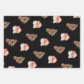 サンタクロース、ヴィンテージクリスマスパターン ラッピングペーパーシート (正面)