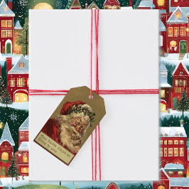 サンタクロース・ヴィンテージクリスマスホリーパイプセット ギフトタグ