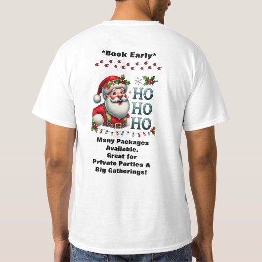 サンタクロース 二面デザイン 名刺 編集可能なQRコード Tシャツ (裏面)