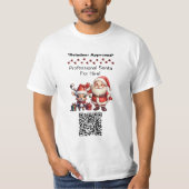 サンタクロース 二面デザイン 名刺 編集可能なQRコード Tシャツ (正面)