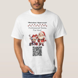 サンタクロース 二面デザイン 名刺 編集可能なQRコード Tシャツ