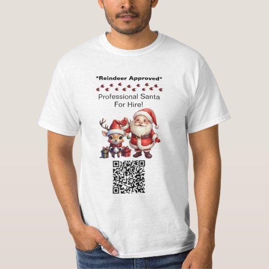 サンタクロース 二面デザイン 名刺 編集可能なQRコード Tシャツ (正面)