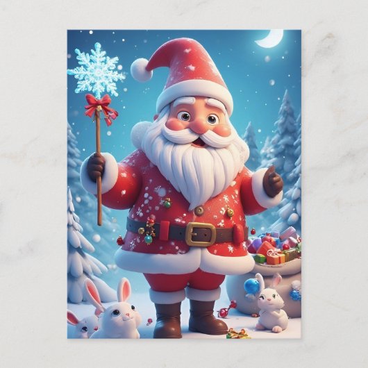 ❄️ サンタクロース 冬の雪の結晶 グロー 🎄 祝祭 ポストカード (正面)