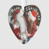 サンタクロース、子供名クリスマスフォトハートツリー オーナメント (正面)