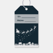 サンタクロース、家の上のそりとトナカイ付き ギフトタグ (裏面)