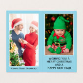 サンタクロース、家族写真クリスマスカード 名刺 (内部フラット)