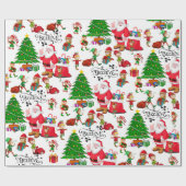 サンタクロース&小妖精や小人オンクリスマスイブ信じ- ラッピングペーパー (フラット)