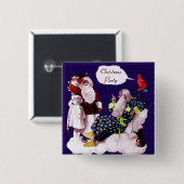 サンタクロース、少し天使及びマーリンのクリスマス・パーティ 缶バッジ (正面&裏面)