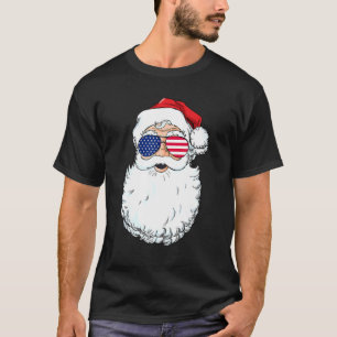 サンタクロース 愛国 アメリカ サングラス クリスマス Tシャツ