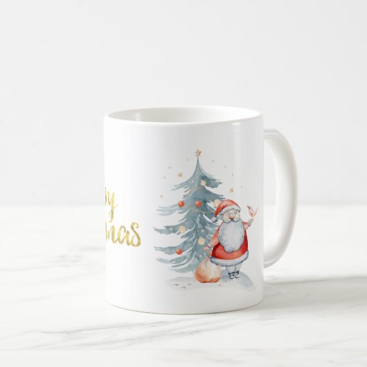 サンタクロース 松の木 クリスマス コーヒーマグカップ (正面右)