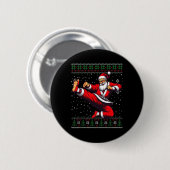 サンタクロース 空手 武術 クリスマスのせいで醜いスウェット 缶バッジ (正面&裏面)
