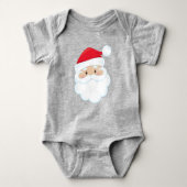 サンタクロース、笑顔のサンタ、サンタハット、クリスマス ベビーボディスーツ (正面)