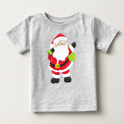 サンタクロース、贈り物、プレゼント、クリスマス、クリスマス ベビーTシャツ (正面)
