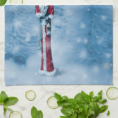 サンタクロース：赤身の年 キッチンタオル (折り畳み)