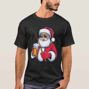 サンタクロース 釣り ビール クリスマス ジョーク メリークリスマス Tシャツ