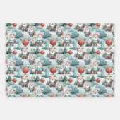 サンタクロース、雪だるま、クリスマスツリー ラッピングペーパーシート (正面3)