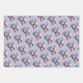 サンタクロース、雪だるま&トナカイの包み紙 ラッピングペーパーシート (正面3)