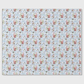 サンタクロース、雪だるま、トナカイ、ネコ ラッピングペーパー (フラット)