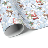 サンタクロース、雪だるま、トナカイ、ネコ ラッピングペーパー (ロールコーナー)