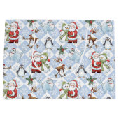 サンタクロース、雪だるま、ルドルフ、ネコ ラージペーパーバッグ (正面)