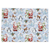 サンタクロース、雪だるま、ルドルフ、ネコ ラージペーパーバッグ (裏面)