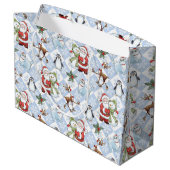 サンタクロース、雪だるま、ルドルフ、ネコ ラージペーパーバッグ (裏面アングル)