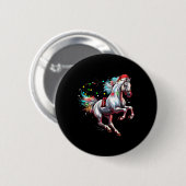サンタクロース 馬 クリスマス アート 馬術 ドレス 缶バッジ (正面&裏面)